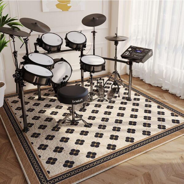 Plaid Carpet Black and White Plaid Polyester Carpets: Abstract Music Symbols, Fashionable Luxury for Living Room and Bedroom Home Decor - Image 4