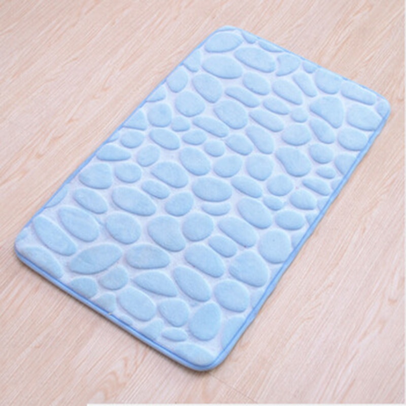 Cobblestone Embossed Slate Bath Mat Water-Absorbent, Non-Slip, Memory Foam Bathroom Rug for Toilet and Floor