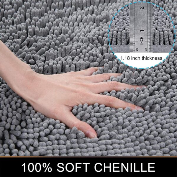 Quick-Dry Chenille Slate Bath Mat Thicken Non-Slip Bathroom Rug for Soft and Absorbent Floor Comfort - Image 2