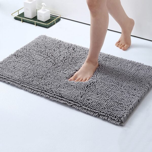 Quick-Dry Chenille Slate Bath Mat Thicken Non-Slip Bathroom Rug for Soft and Absorbent Floor Comfort