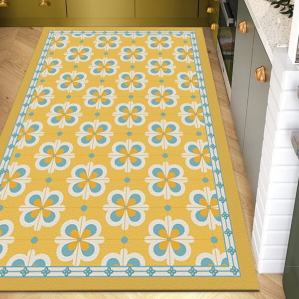 Plaid Carpet Retro Plaid PVC Leather Kitchen Rug Large Area, Oil-Proof, Non-Slip, Easy to Clean, Ideal for Living Rooms, Waterproof Door Mat - Image 4