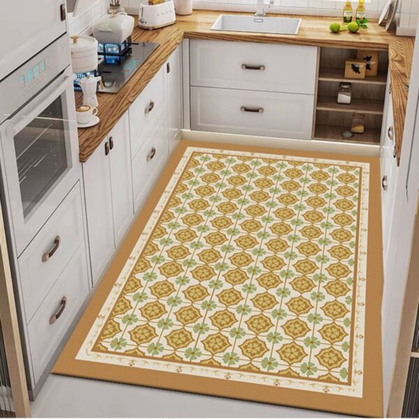 Plaid Carpet Retro Plaid PVC Leather Kitchen Rug Large Area, Oil-Proof, Non-Slip, Easy to Clean, Ideal for Living Rooms, Waterproof Door Mat - Image 5
