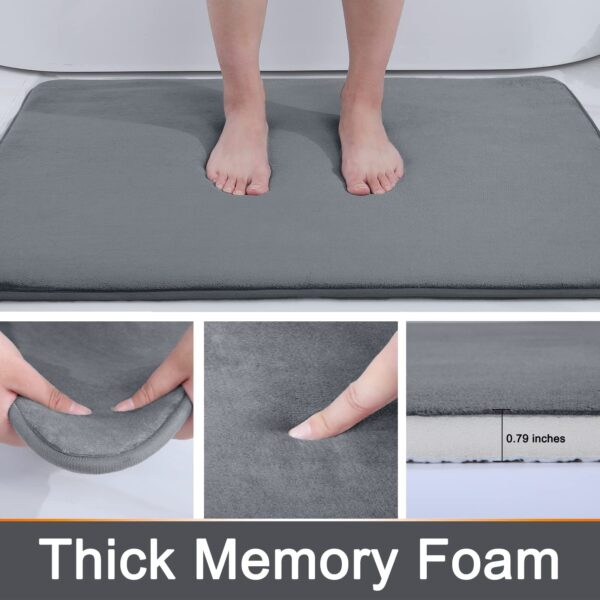 Slate Bath Mat Non-Slip, Memory Foam Comfort, Super Absorbent, and Quick-Dry Rug for Your Shower and Bathroom - Image 3