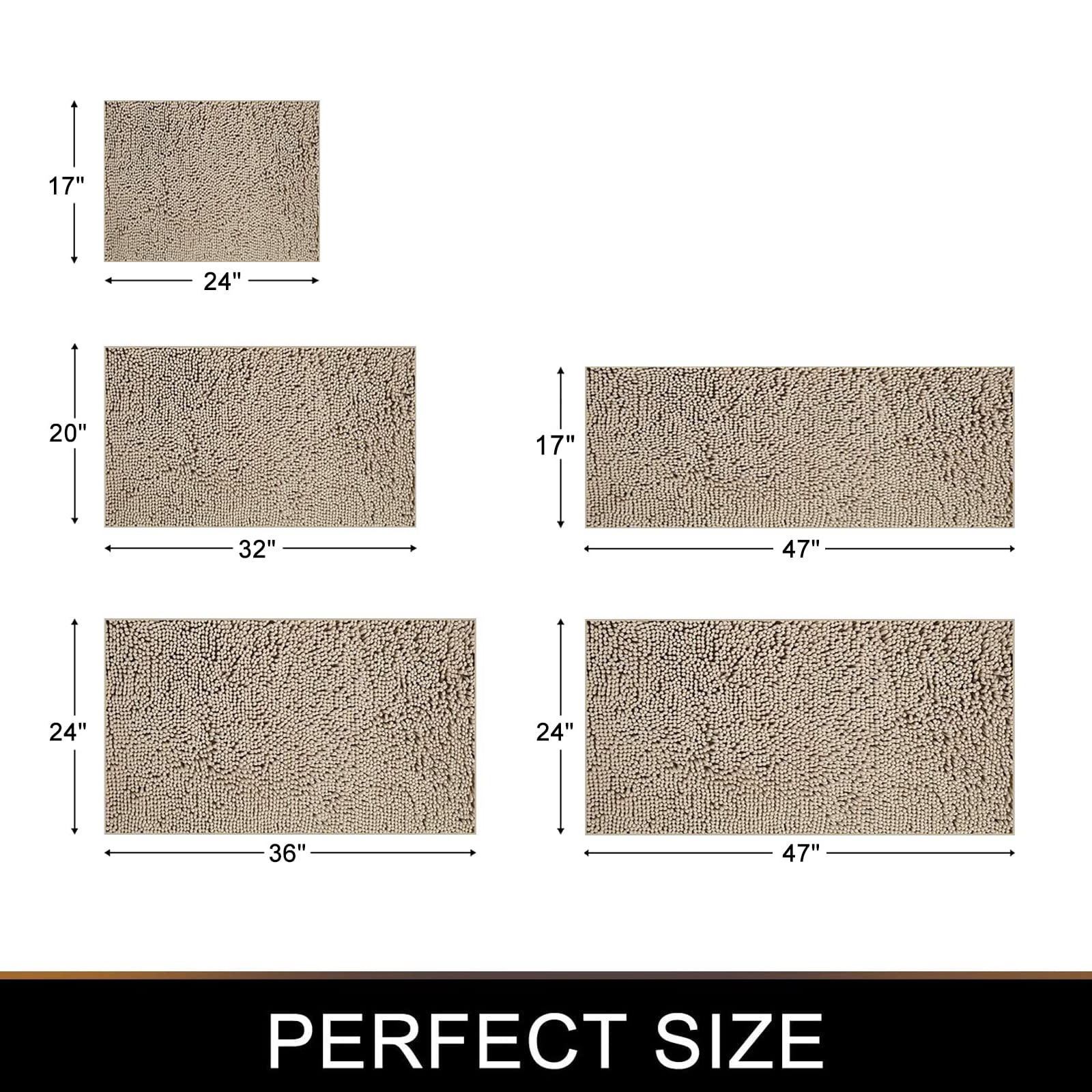Quick-Dry Chenille Slate Bath Mat Thicken Non-Slip Bathroom Rug for Soft and Absorbent Floor Comfort