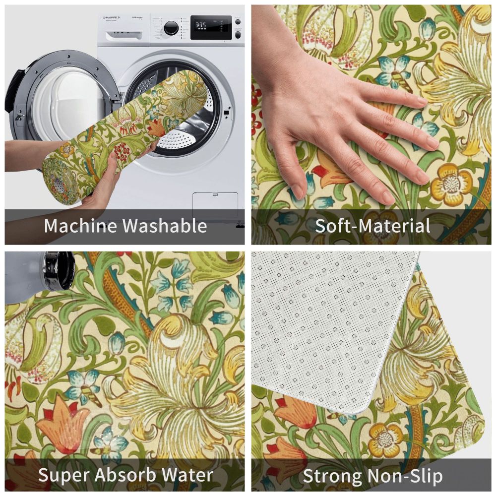 Jasmine Carpet William Morris Inspired Floral Vintage Doormat A Stylish Entryway and Living Room Rug