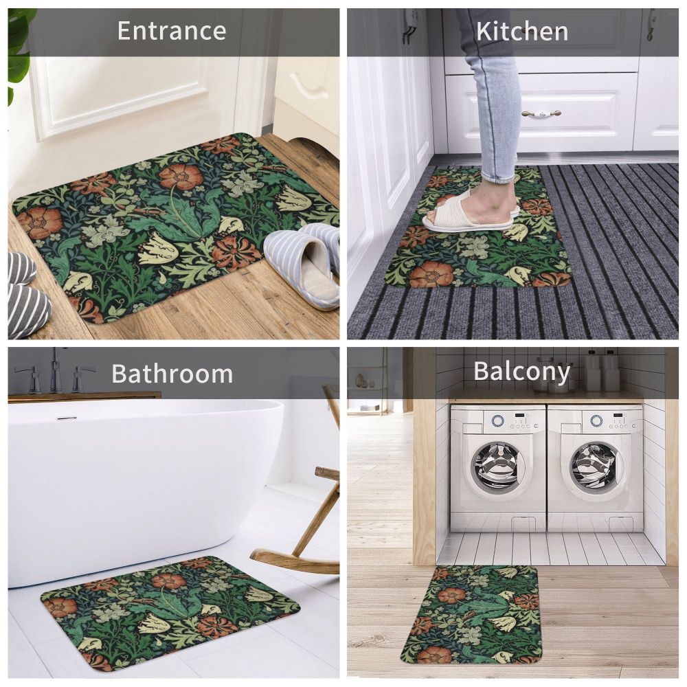 Jasmine Carpet William Morris Inspired Floral Vintage Doormat A Stylish Entryway and Living Room Rug