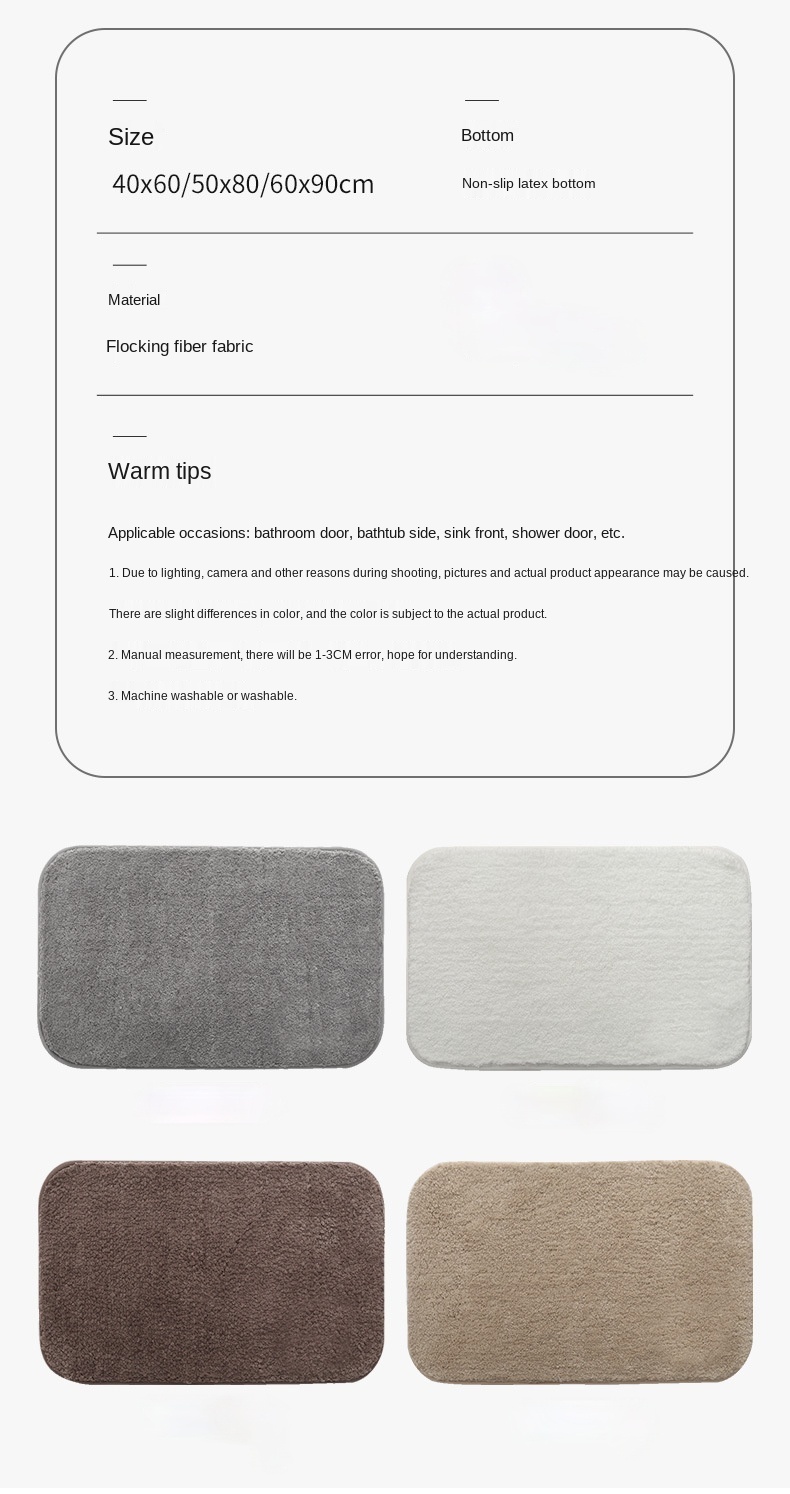 Slate Bath Mat Ultra-Comfortable, Soft, Non-Slip, and Super Absorbent Bathroom Rug