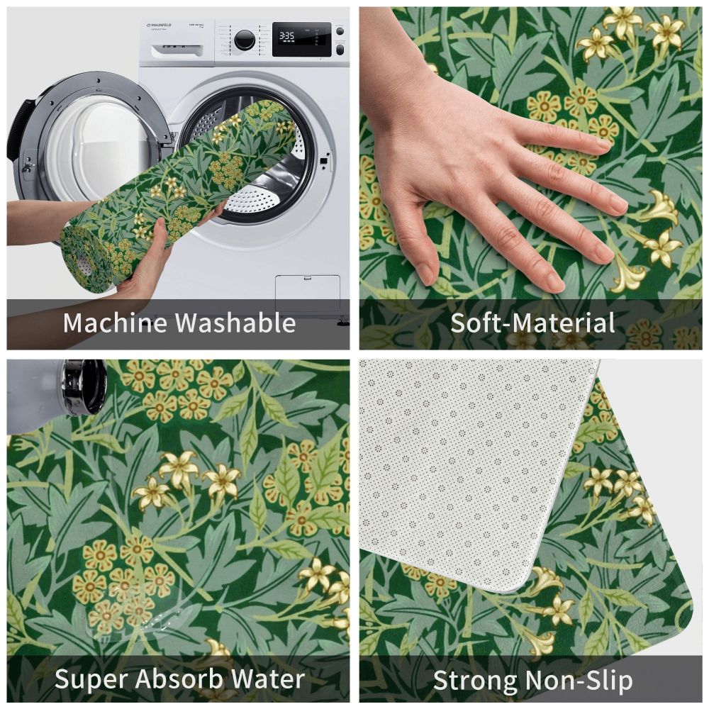 Jasmine Carpet William Morris Inspired Floral Vintage Doormat A Stylish Entryway and Living Room Rug