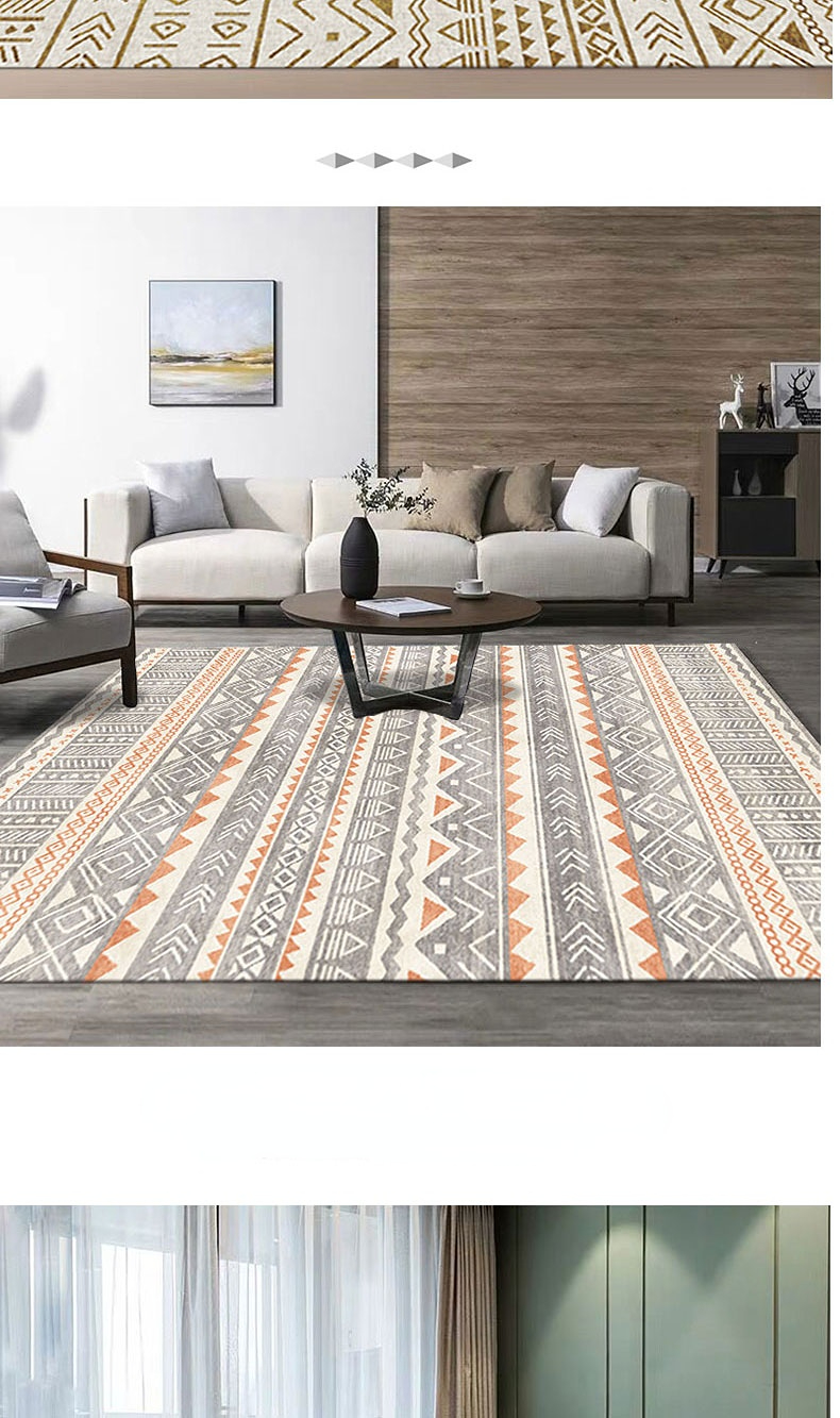 Plaid Carpet Bohemian National Style Large Area Rug: Retro Hotel and Homestay Decoration for Your Living Room and Bedroom