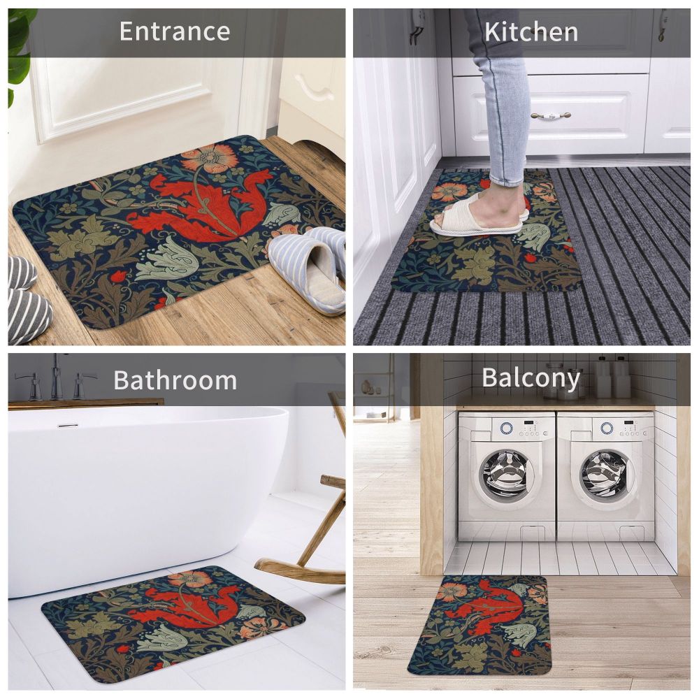 Jasmine Carpet William Morris Inspired Floral Vintage Doormat A Stylish Entryway and Living Room Rug