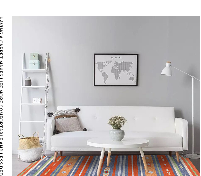 Plaid Carpet Bohemian National Style Large Area Rug: Retro Hotel and Homestay Decoration for Your Living Room and Bedroom