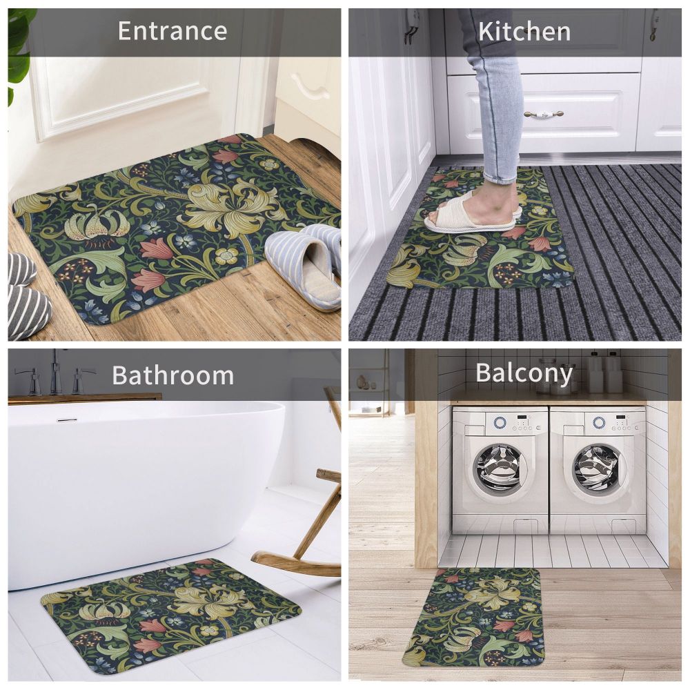 Jasmine Carpet William Morris Inspired Floral Vintage Doormat A Stylish Entryway and Living Room Rug