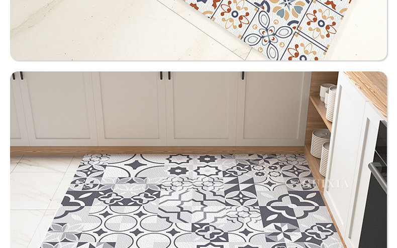 Plaid Carpet Durable Waterproof PVC Floor Mat Large Area Non-Slip Carpet for Kitchen, Luxury Home Decor Rug, Ideal for Entrances and Cocina Tapete