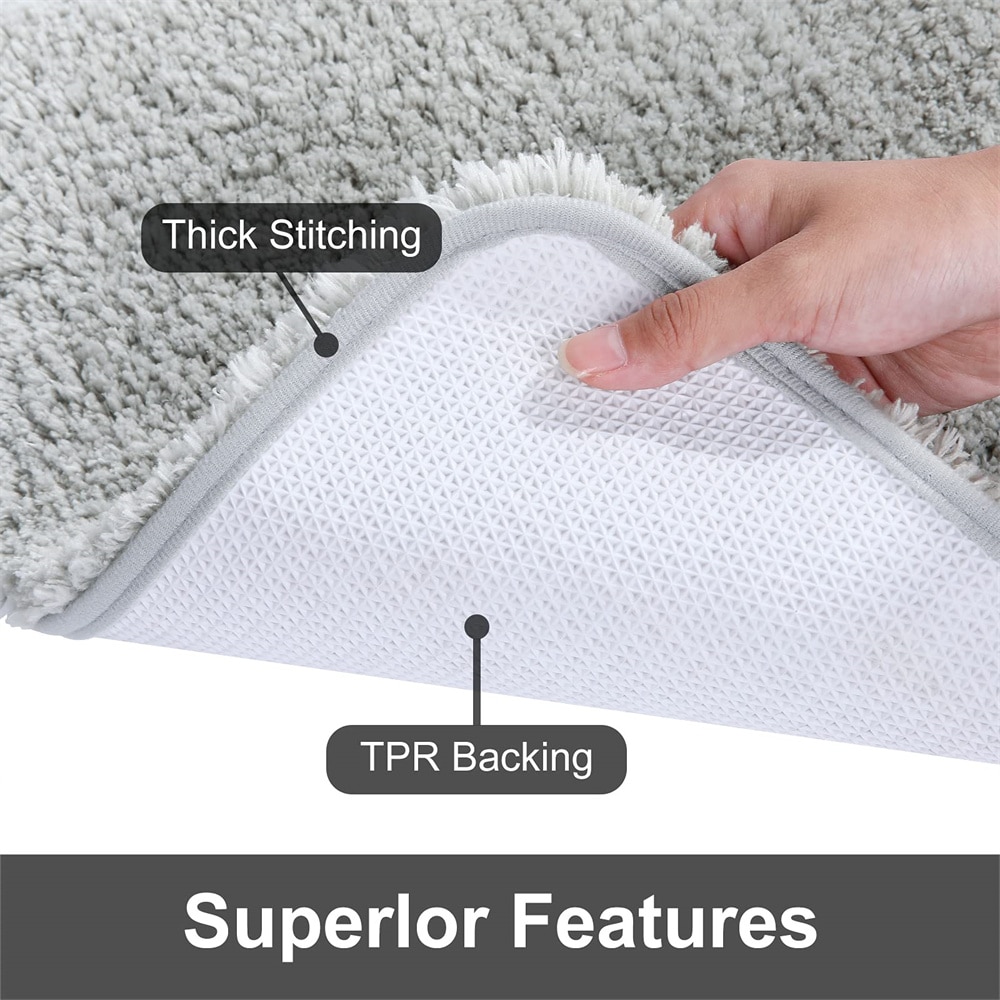 Soft and Absorbent Slate Bath Mat Non-Slip, Thick, and Luxuriously Fluffy Rug for Bathrooms, Bedrooms, and Living Rooms