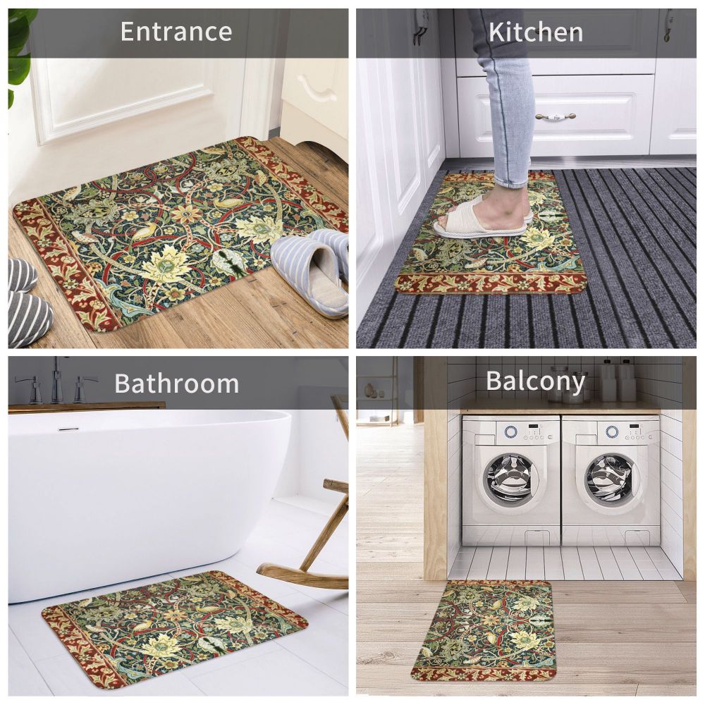 Jasmine Carpet William Morris Inspired Floral Vintage Doormat A Stylish Entryway and Living Room Rug