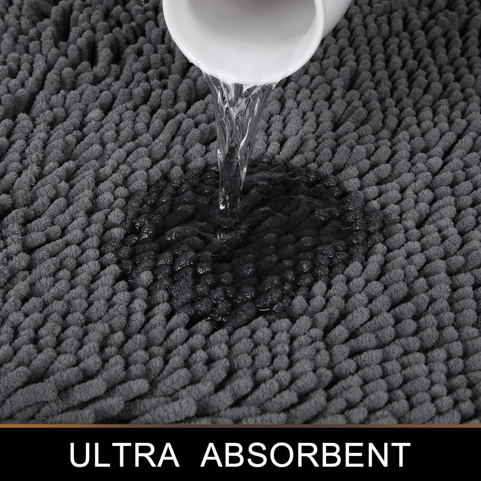 Quick-Dry Chenille Slate Bath Mat Thicken Non-Slip Bathroom Rug for Soft and Absorbent Floor Comfort