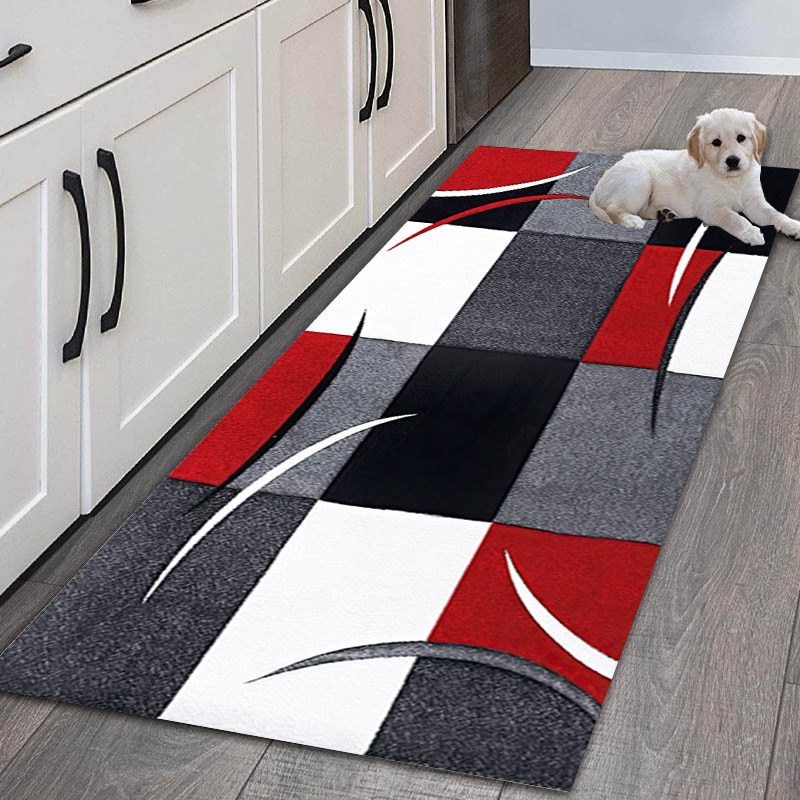 Plaid Carpet Use as a Kitchen Mat, Living Room Rug, Bedroom Accent, Balcony Carpet, Bathroom Mat, or Entrance Doormat with Anti-Slip Long Design