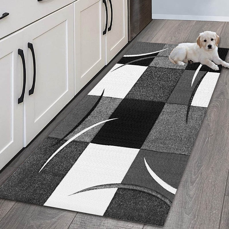 Plaid Carpet Use as a Kitchen Mat, Living Room Rug, Bedroom Accent, Balcony Carpet, Bathroom Mat, or Entrance Doormat with Anti-Slip Long Design