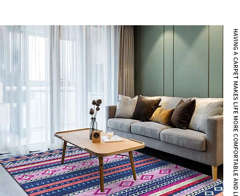 Plaid Carpet Bohemian National Style Large Area Rug: Retro Hotel and Homestay Decoration for Your Living Room and Bedroom