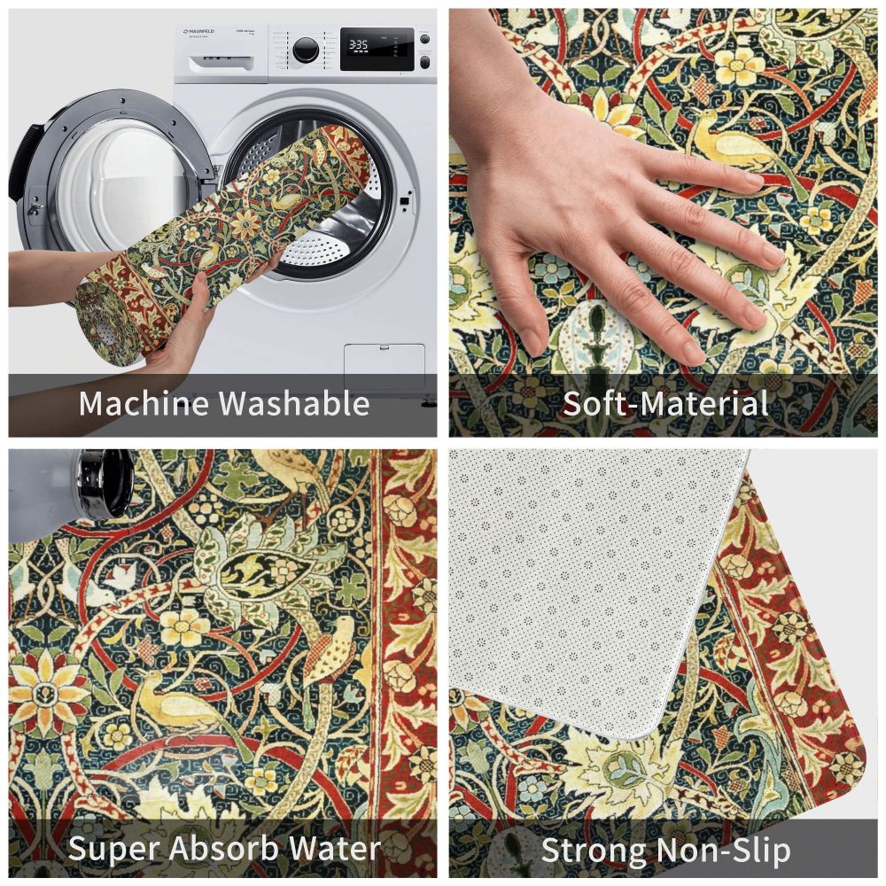 Jasmine Carpet William Morris Inspired Floral Vintage Doormat A Stylish Entryway and Living Room Rug