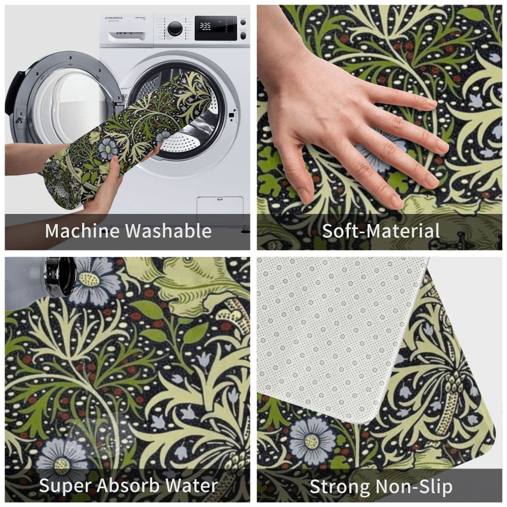 Jasmine Carpet William Morris Inspired Floral Vintage Doormat A Stylish Entryway and Living Room Rug