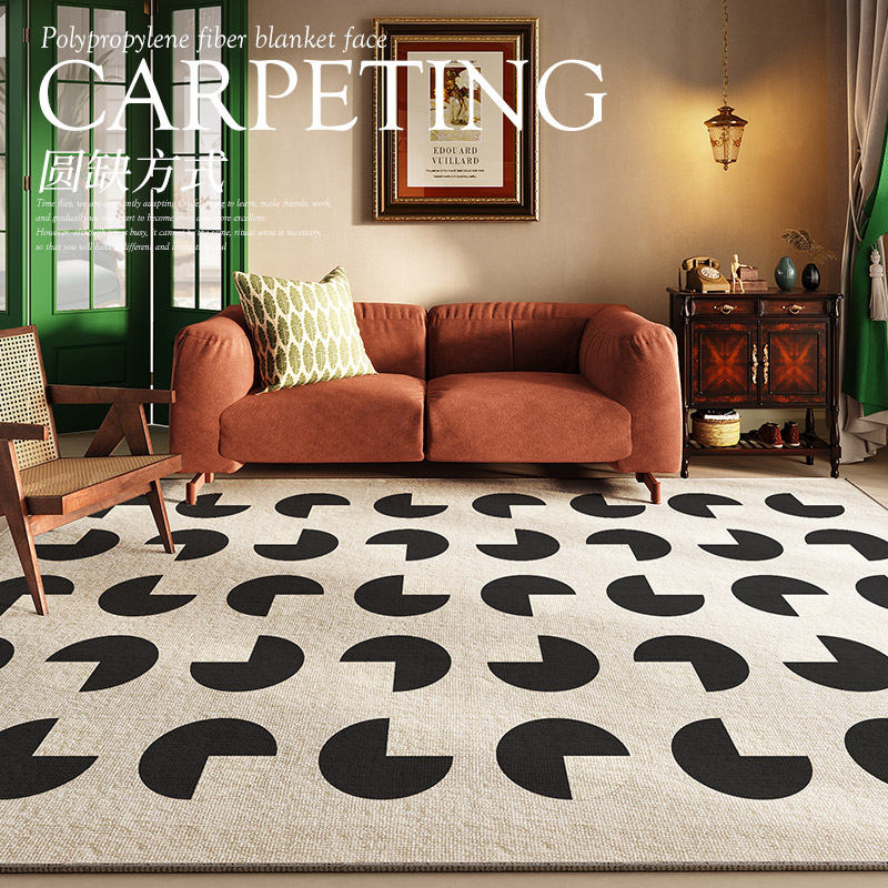 Plaid Carpet French Retro Carpets for Living Room Decor Thicken Bedside Rugs, Large Area Home Non-Slip Mat, Washable Lounge Rug in the Bedroom