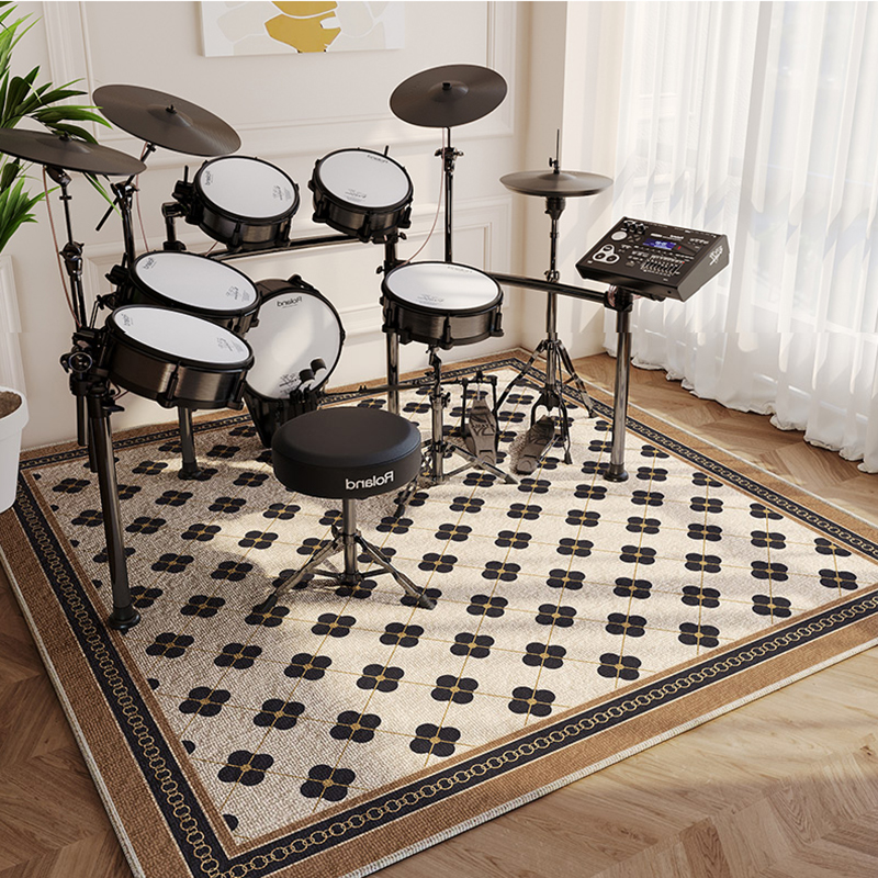 Plaid Carpet Black and White Plaid Polyester Carpets: Abstract Music Symbols, Fashionable Luxury for Living Room and Bedroom Home Decor