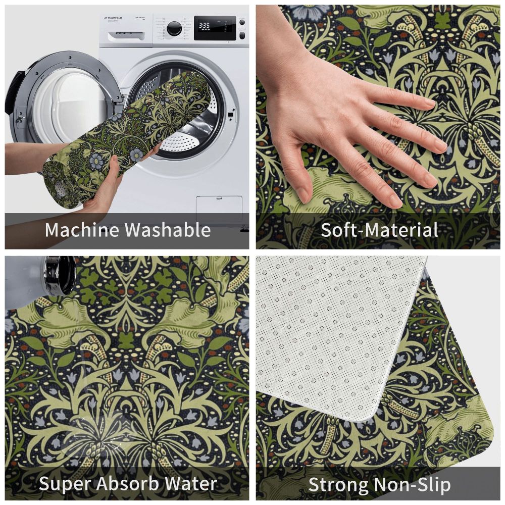 Jasmine Carpet William Morris Inspired Floral Vintage Doormat A Stylish Entryway and Living Room Rug
