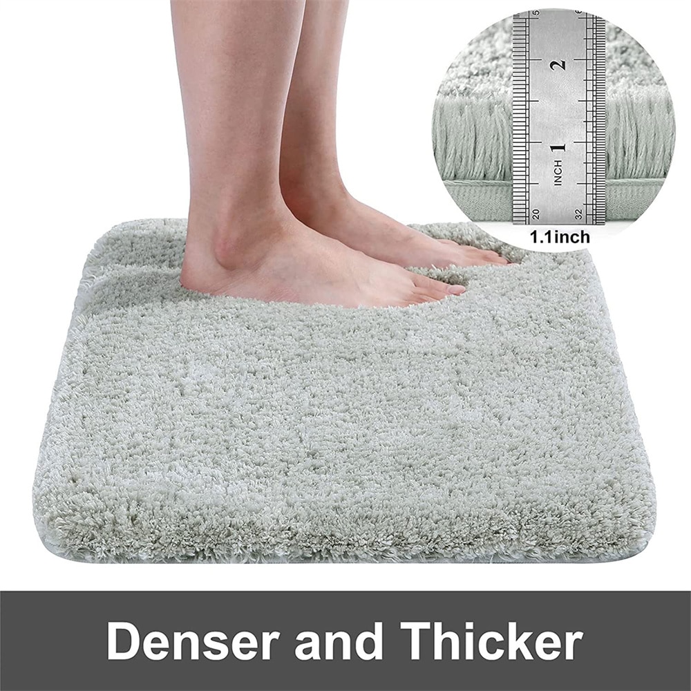 Soft and Absorbent Slate Bath Mat Non-Slip, Thick, and Luxuriously Fluffy Rug for Bathrooms, Bedrooms, and Living Rooms