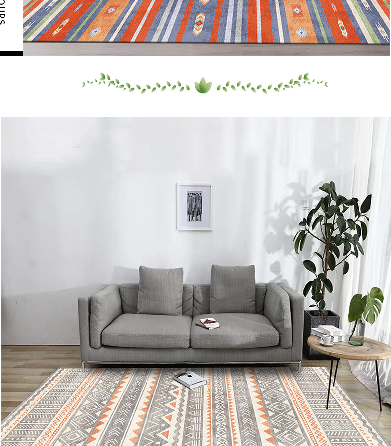 Plaid Carpet Bohemian National Style Large Area Rug: Retro Hotel and Homestay Decoration for Your Living Room and Bedroom