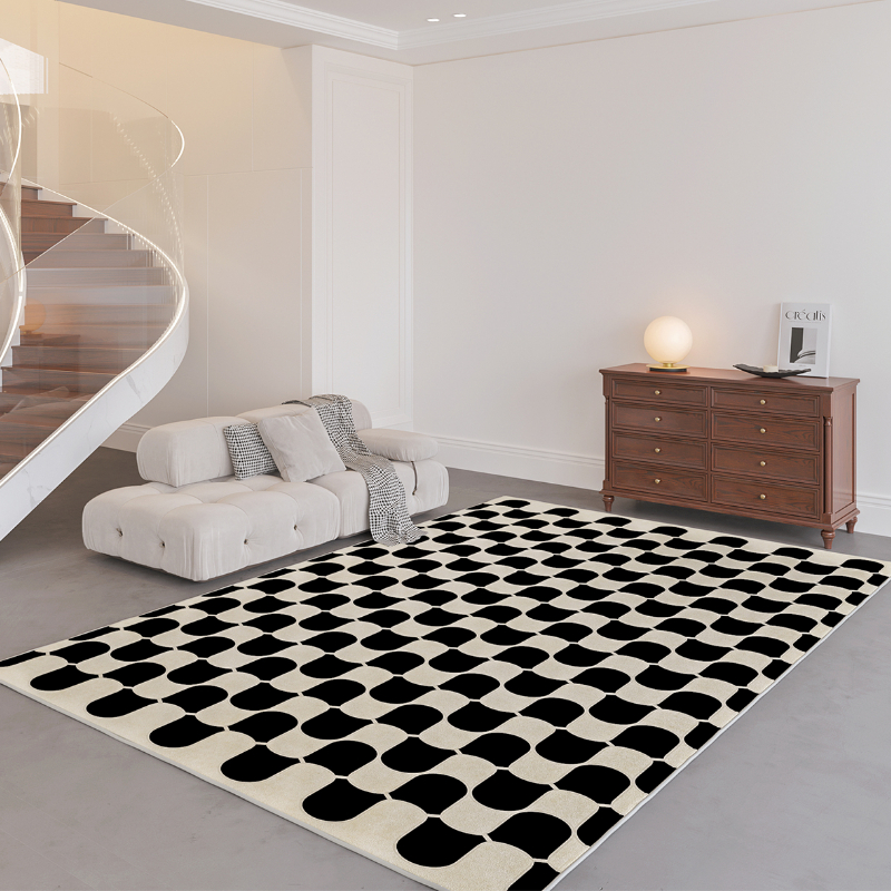 Plaid Carpet French Retro Large Area Carpets Perfect for Living Rooms, Bedrooms, Bedside Decor, Thick and Warm Lounge Rug, Home Washable Plush Floor Mat