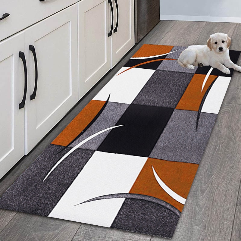 Plaid Carpet Use as a Kitchen Mat, Living Room Rug, Bedroom Accent, Balcony Carpet, Bathroom Mat, or Entrance Doormat with Anti-Slip Long Design