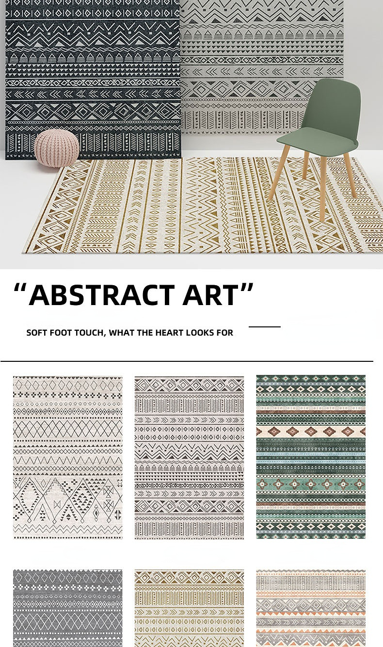 Plaid Carpet Bohemian National Style Large Area Rug: Retro Hotel and Homestay Decoration for Your Living Room and Bedroom