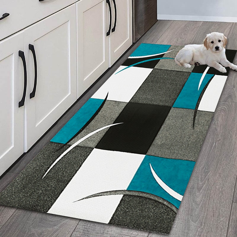 Plaid Carpet Use as a Kitchen Mat, Living Room Rug, Bedroom Accent, Balcony Carpet, Bathroom Mat, or Entrance Doormat with Anti-Slip Long Design