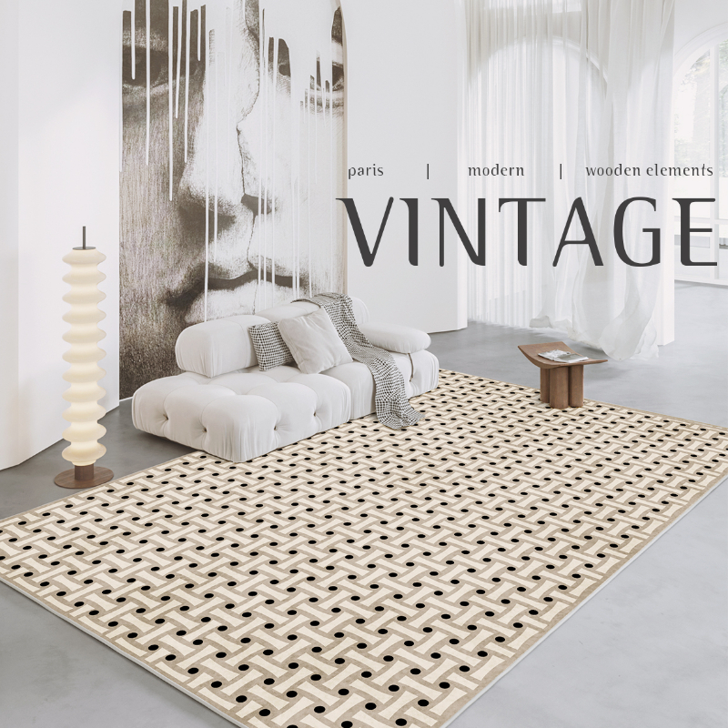 Plaid Carpet French Retro Large Area Carpets Perfect for Living Rooms, Bedrooms, Bedside Decor, Thick and Warm Lounge Rug, Home Washable Plush Floor Mat