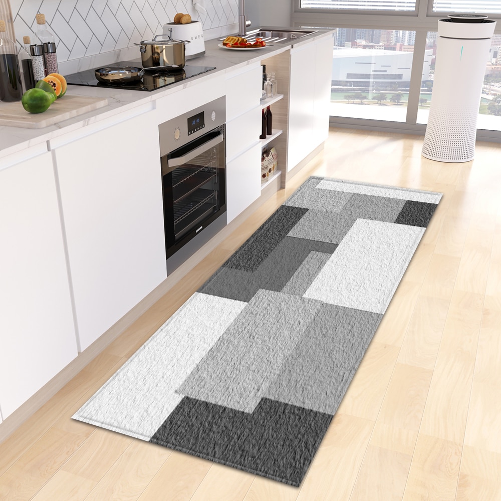 Plaid Carpet Use as a Kitchen Mat, Living Room Rug, Bedroom Accent, Balcony Carpet, Bathroom Mat, or Entrance Doormat with Anti-Slip Long Design