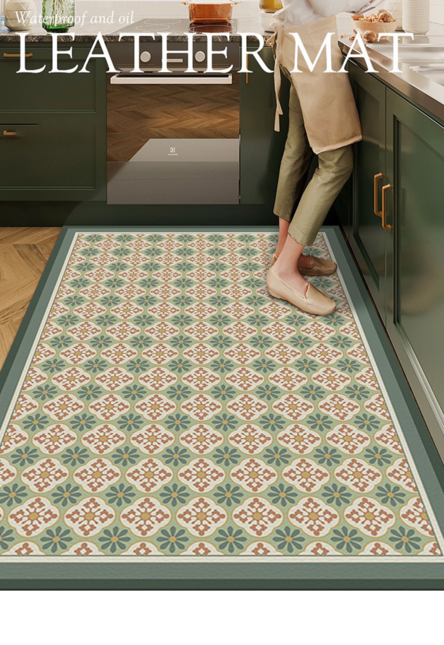 Plaid Carpet Retro Plaid PVC Leather Kitchen Rug Large Area, Oil-Proof, Non-Slip, Easy to Clean, Ideal for Living Rooms, Waterproof Door Mat