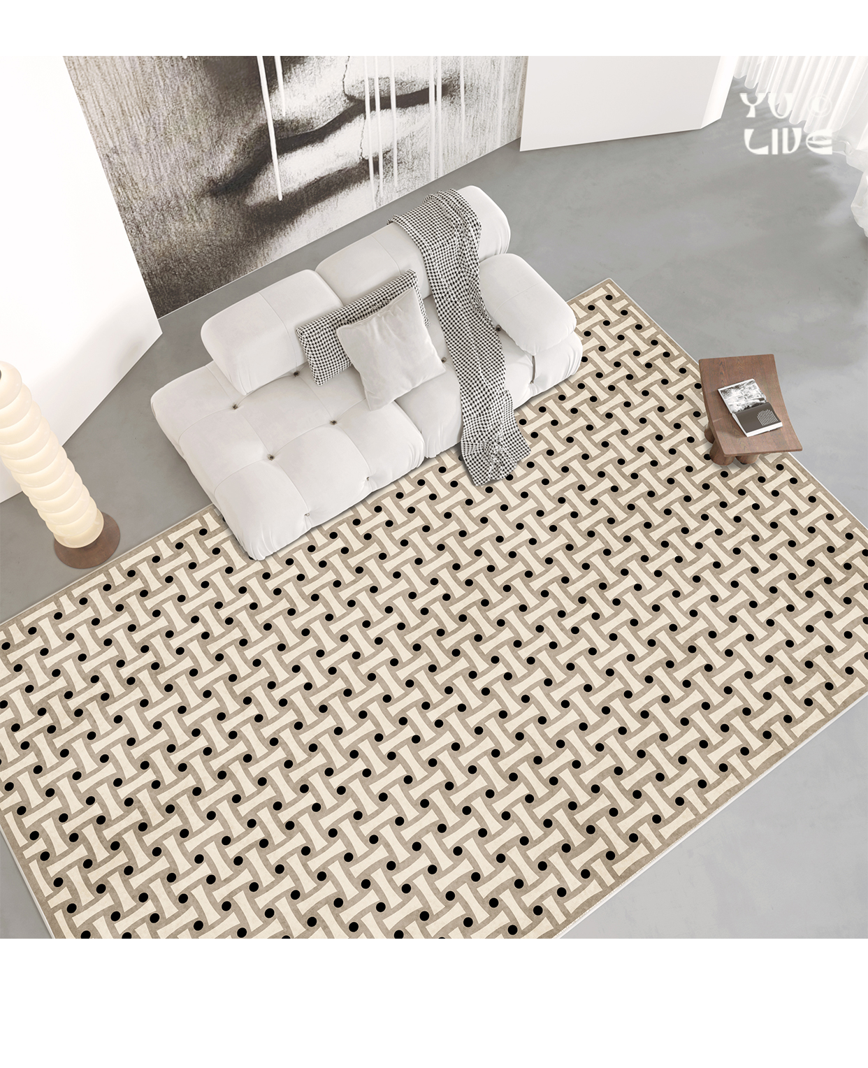 Plaid Carpet French Retro Large Area Carpets Perfect for Living Rooms, Bedrooms, Bedside Decor, Thick and Warm Lounge Rug, Home Washable Plush Floor Mat