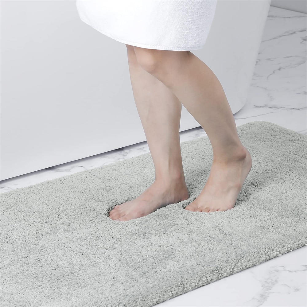 Soft and Absorbent Slate Bath Mat Non-Slip, Thick, and Luxuriously Fluffy Rug for Bathrooms, Bedrooms, and Living Rooms