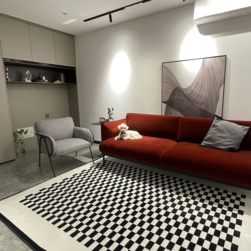 Plaid Carpet Nordic Black and White Checkerboard Carpets Simple yet Stylish Rug for Living Rooms, Bedrooms, Balconies, and Cloakrooms