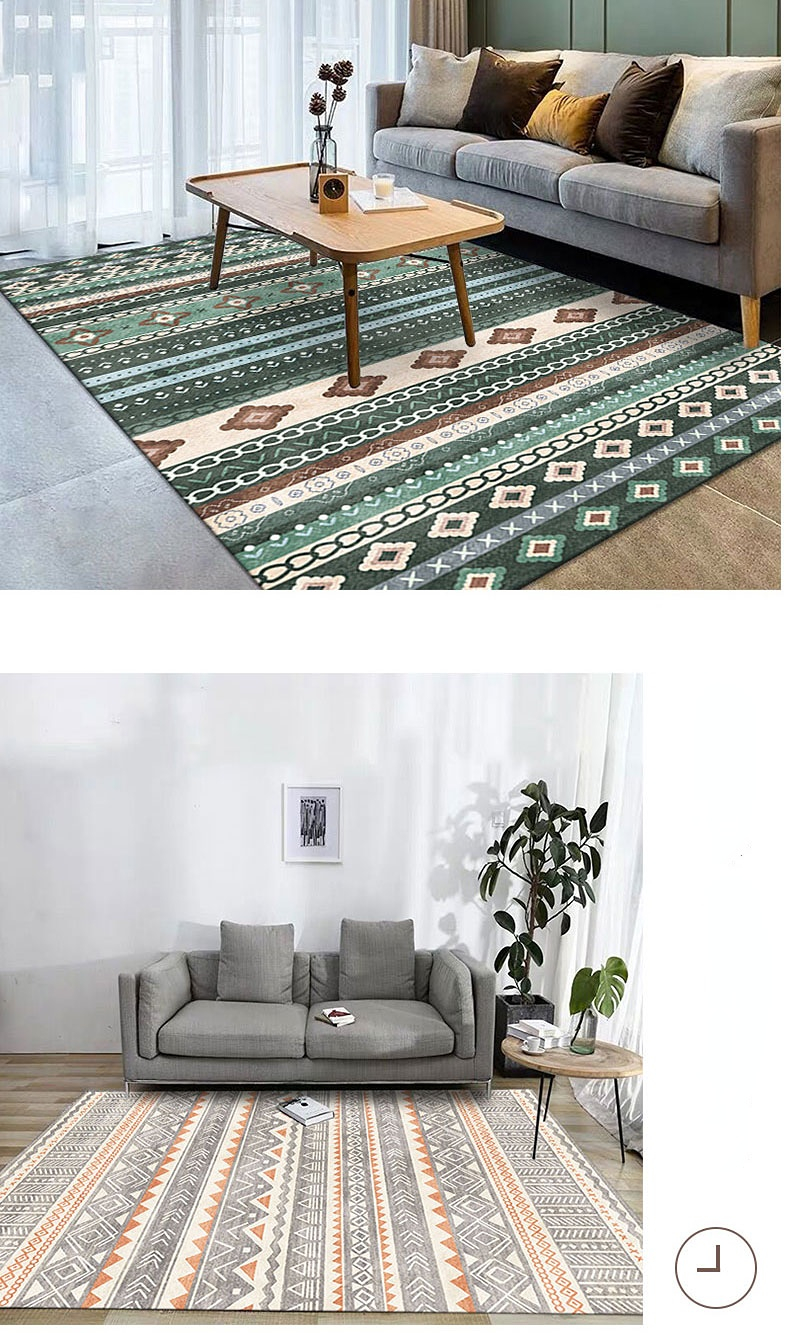 Plaid Carpet Bohemian National Style Large Area Rug: Retro Hotel and Homestay Decoration for Your Living Room and Bedroom