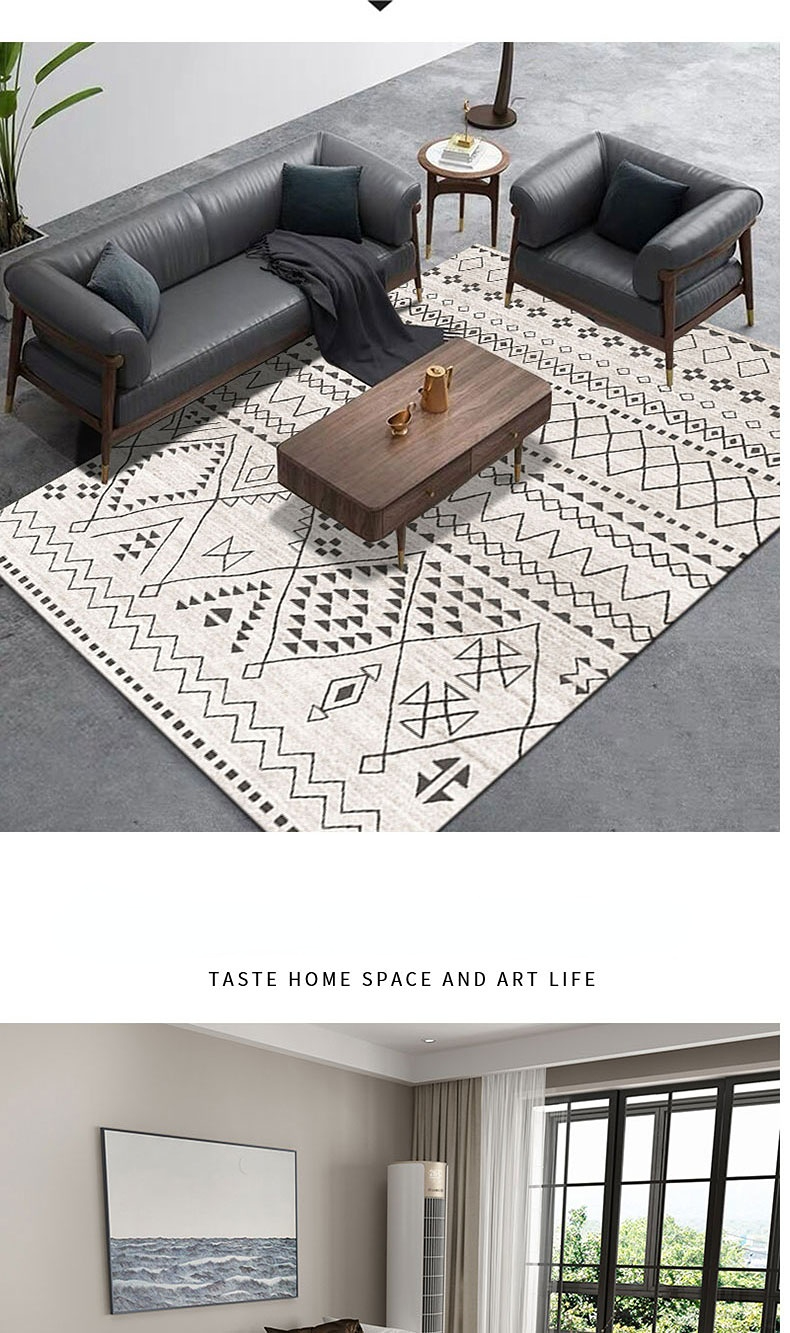Plaid Carpet Bohemian National Style Large Area Rug: Retro Hotel and Homestay Decoration for Your Living Room and Bedroom