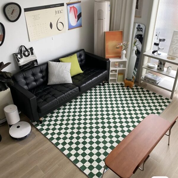 Plaid Carpet Nordic Black and White Checkerboard Carpets Simple yet Stylish Rug for Living Rooms, Bedrooms, Balconies, and Cloakrooms - Image 4
